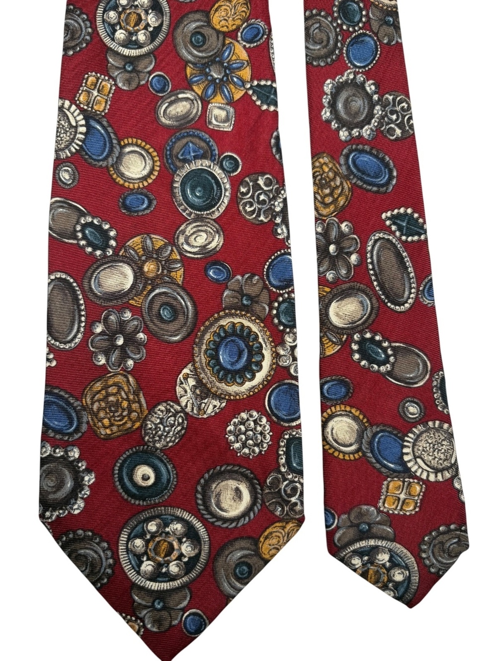 BOSS Hugo Boss Silk Red Blue Floral Made in Italy Men's Designer Tie